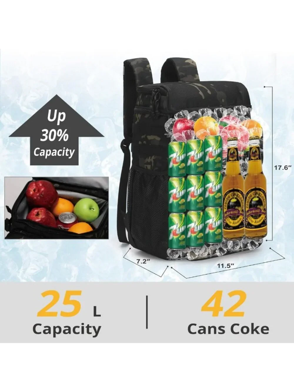 Insulated Tactical Backpack Cooler 25L | Portable Soft Lunchbox, Water-Resistant